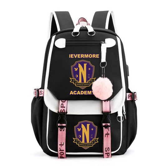 Wednesday Backpack with USB Charging Port Waterproof