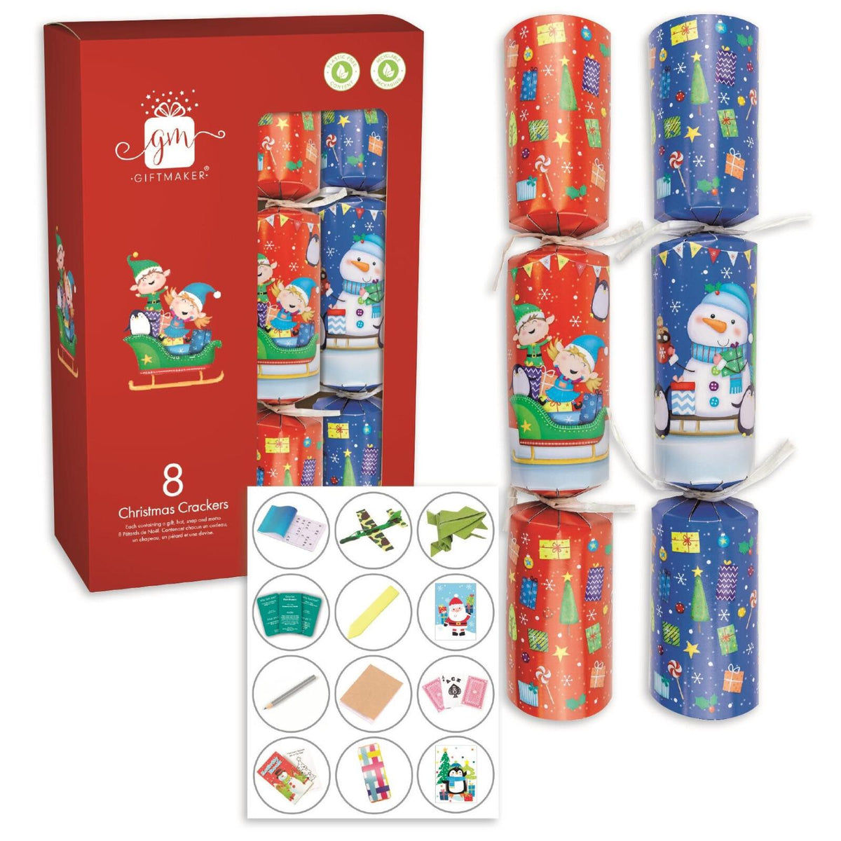Elves & snowman christmas crackers