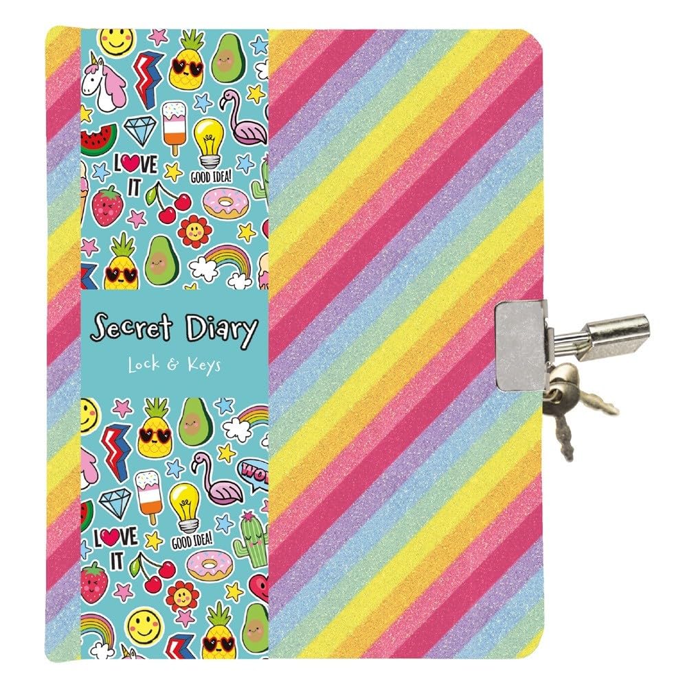Rainbow glitter secret diary with lock & key