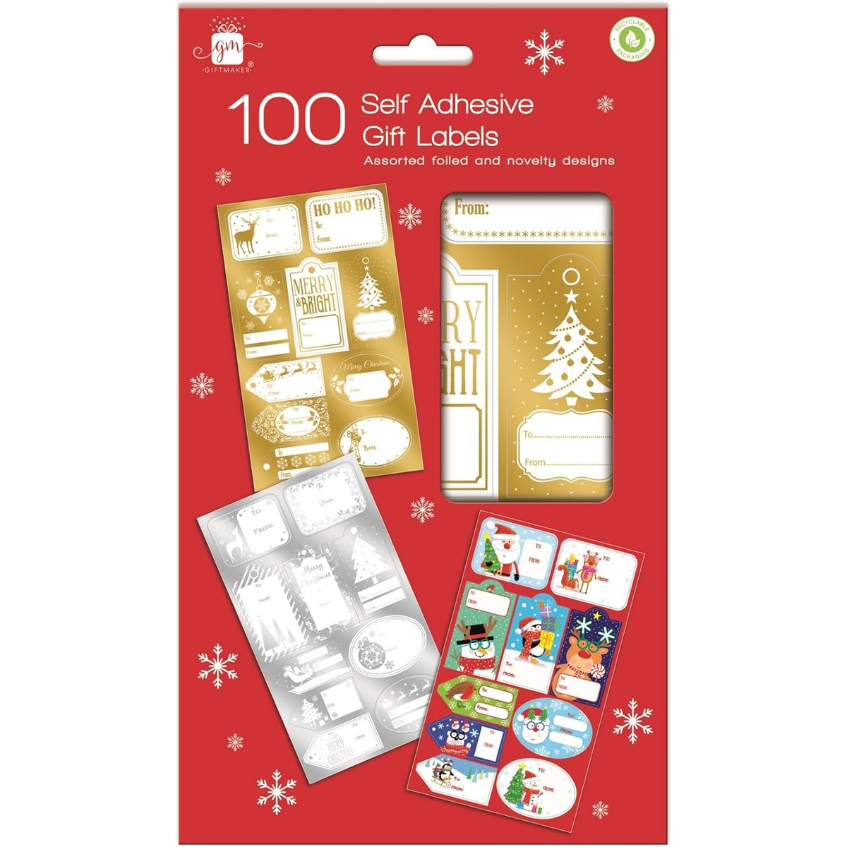 100 self-adhesive christmas gift labels