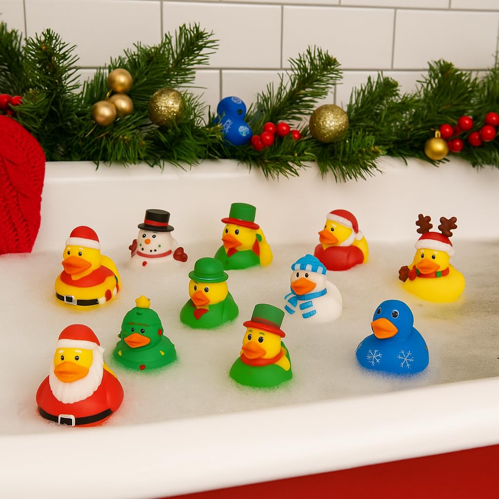 Assorted christmas novelty rubber ducks set of 12
