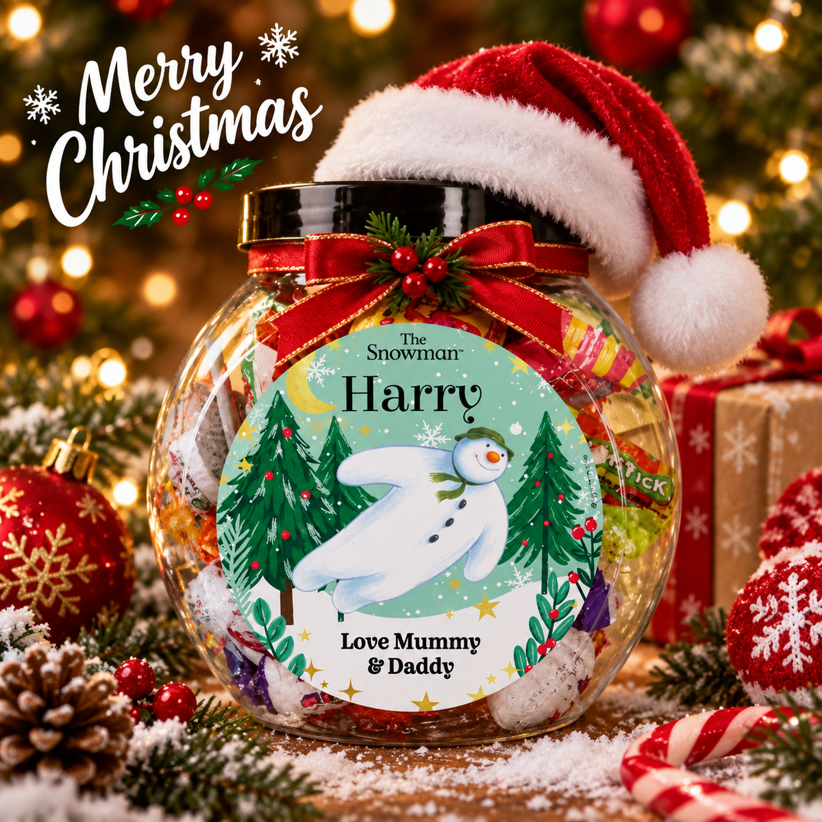 Personalised The Snowman christmas wishes sweets