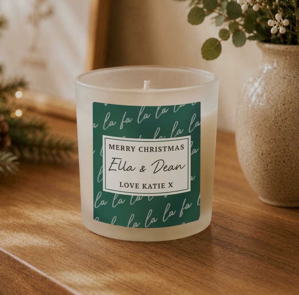 Personalised Fa La La candle jar
