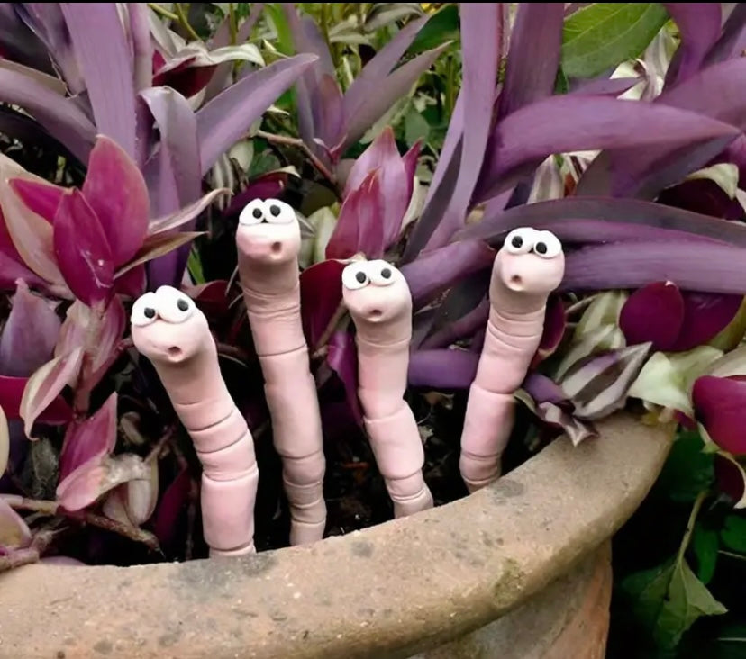 2pcs Funny Thirsty Worm Plant Decor