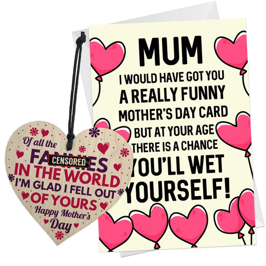 Mother day card and wooden heart plaque