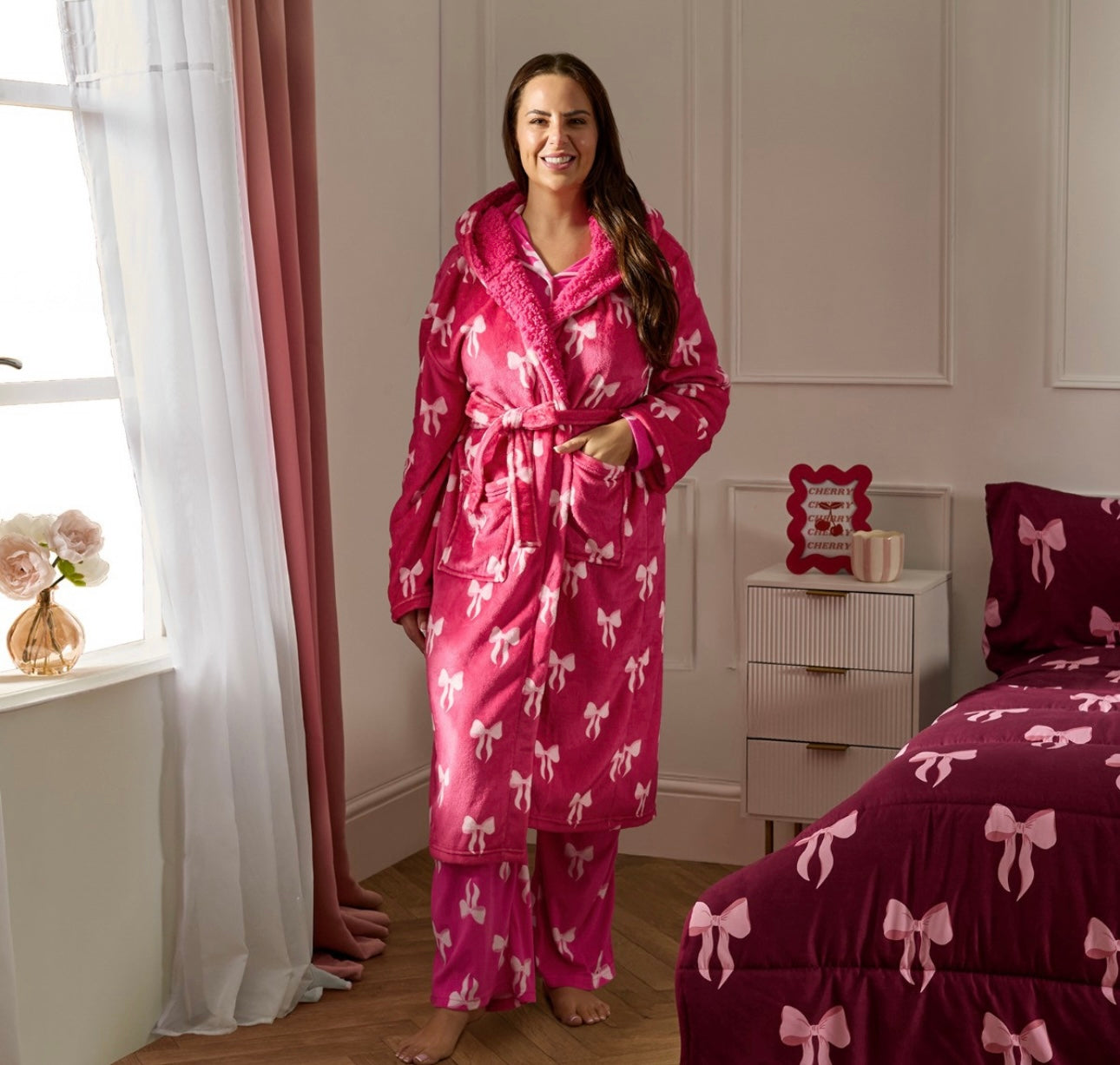 Bow Print Dressing Gown Adults - Pre-Order / Dispatched 30th November