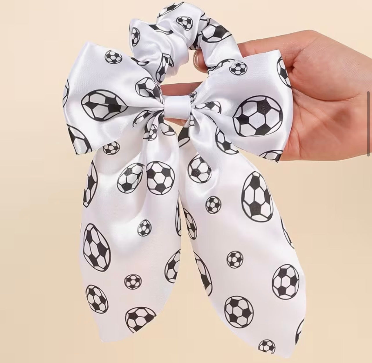 1pc Soccer Print Scrunchie with Bow