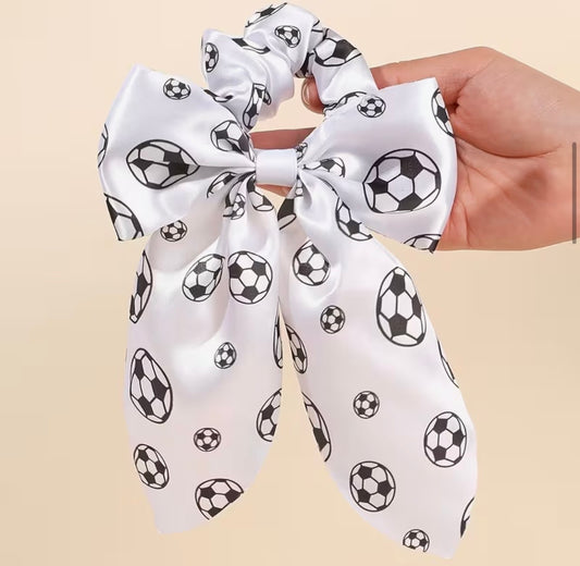 1pc Soccer Print Scrunchie with Bow