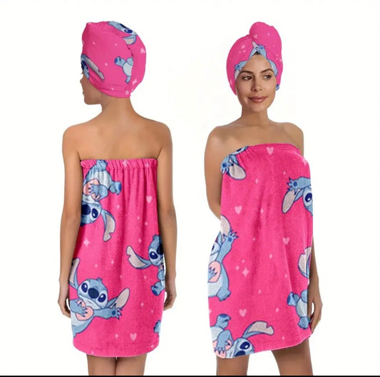 2pc stitch angel microfibre towel and head towel