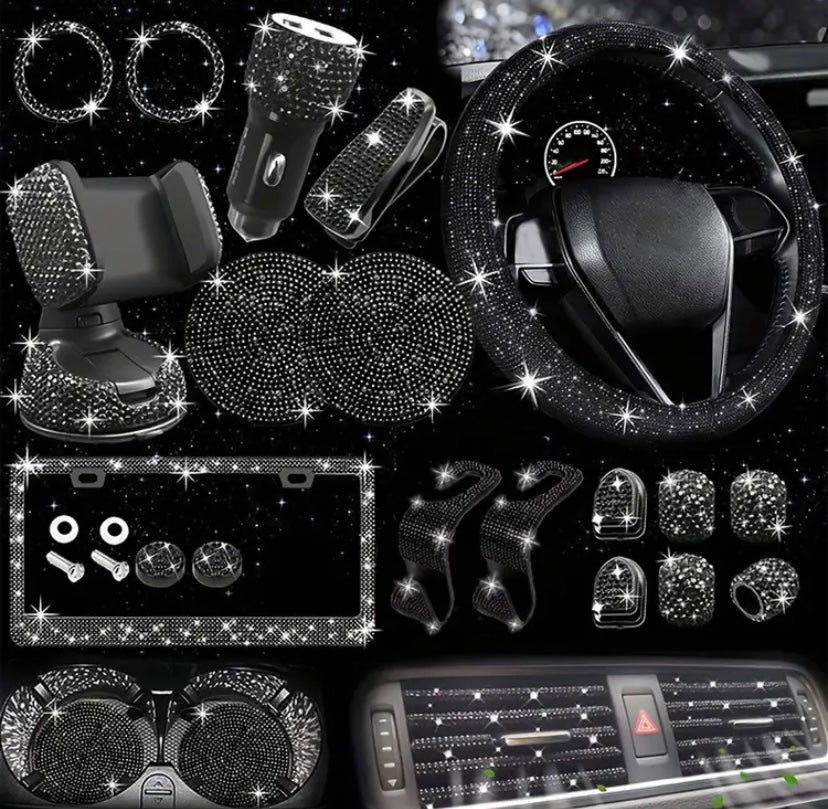 27pc woman bling car accessories