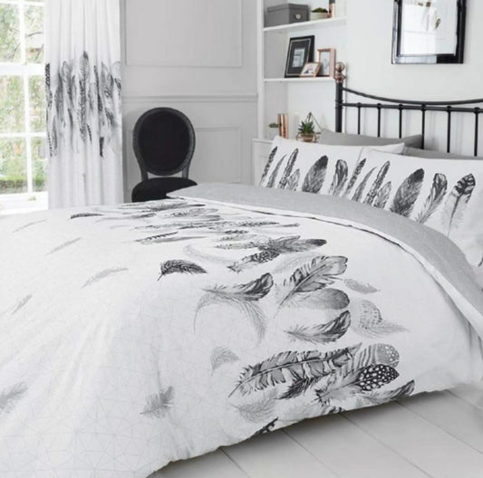 FEATHERS WHITE PRINTED DUVET SET