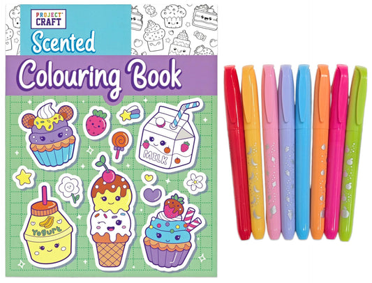Cute Kawaii Colouring Book With Scented Colouring Markers Set