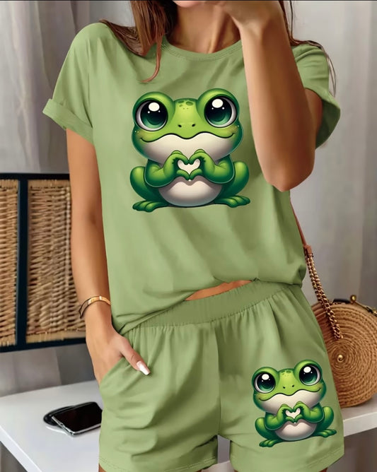 2pcs frog ladies  short set