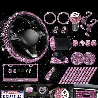 27pc woman bling car accessories