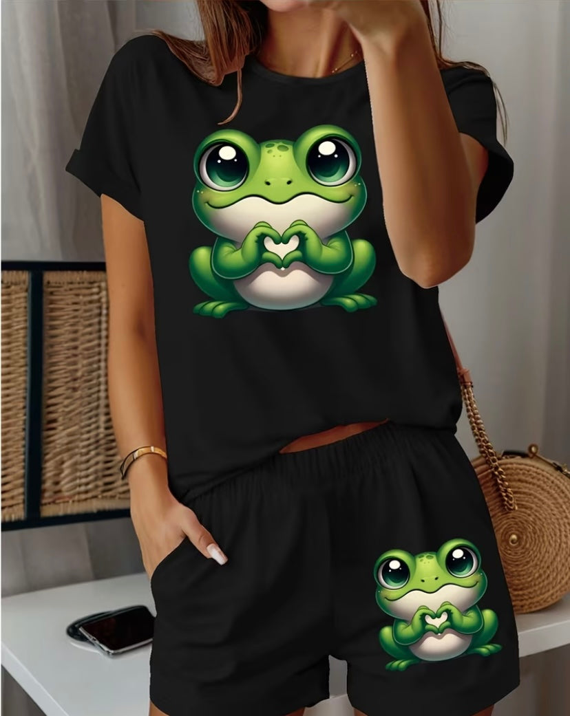 2pcs frog ladies  short set
