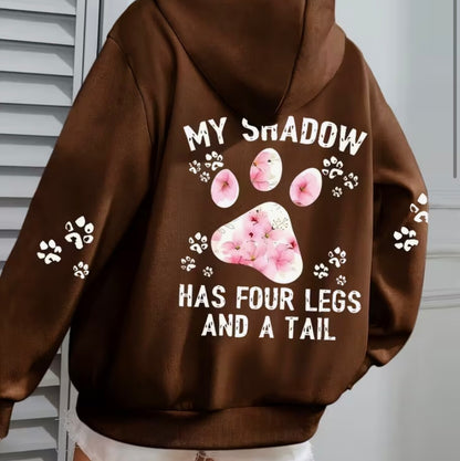 Plus Size - Plus Size Womans Casual Hoodie - "My Shadow Has Four Legs and a Tail”