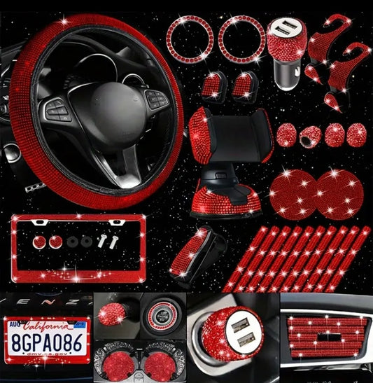 27pc woman bling car accessories