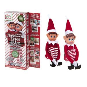 Naughty Christmas Elf Twin Pack Advent Shelf Decorations