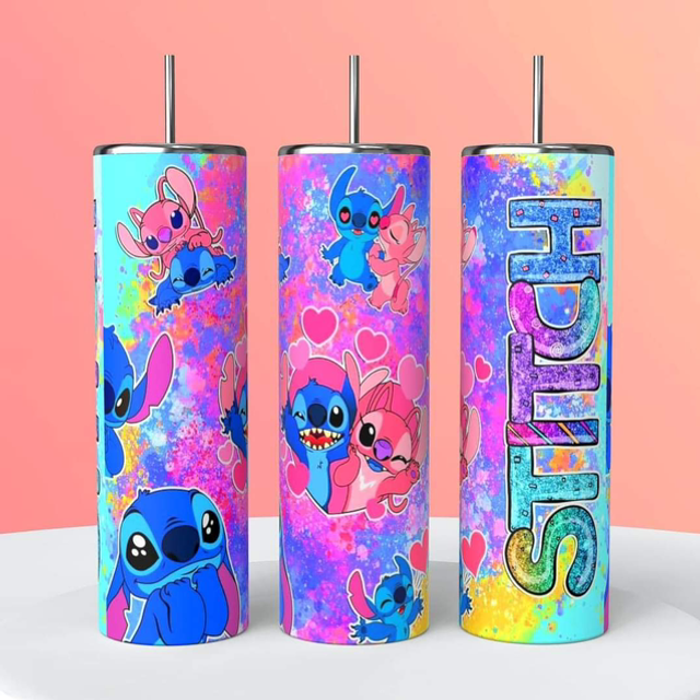 Stitch and angel multicoloured 20oz tumbler