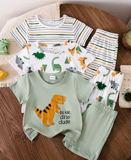 Dinosaur 6pcs shorts and tshirt set