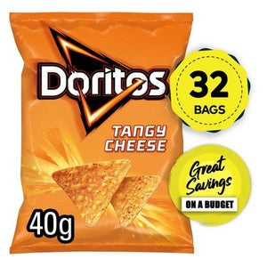 Doritos Tortilla Chips Tangy Cheese Sharing Snacks 32 Bags x 40g