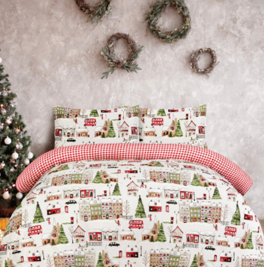 CHRISTMAS TOWN HOUSE DUVET SET