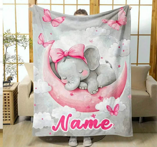 Cute Elephant Personalised Blanket