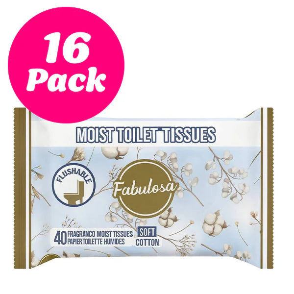 Moist Toilet Tissue Soft Cotton Bundle, 16 x 40 Packs