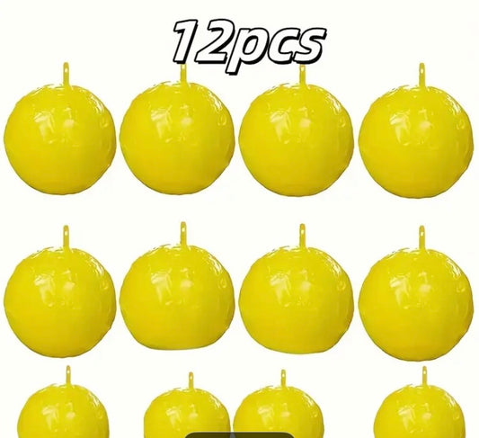 12pcs Sticky Fly Trap Balls - Citrus Scented Non-Toxic Insect Catcher, Waterproof & Heat-Resistant Plastic, Outdoor Use - Fruit Fly, Wasp, Mosquito Control for Home, Garden, Orchard, Fly Traps for House Indoor, Outdoor Pest