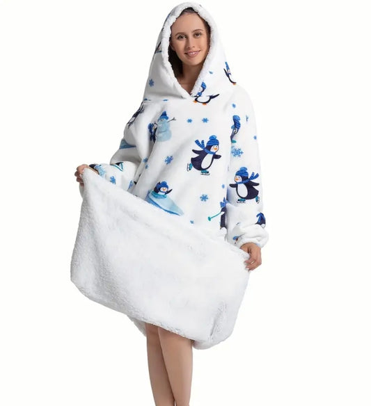 Ladies penguin hoodie blanket