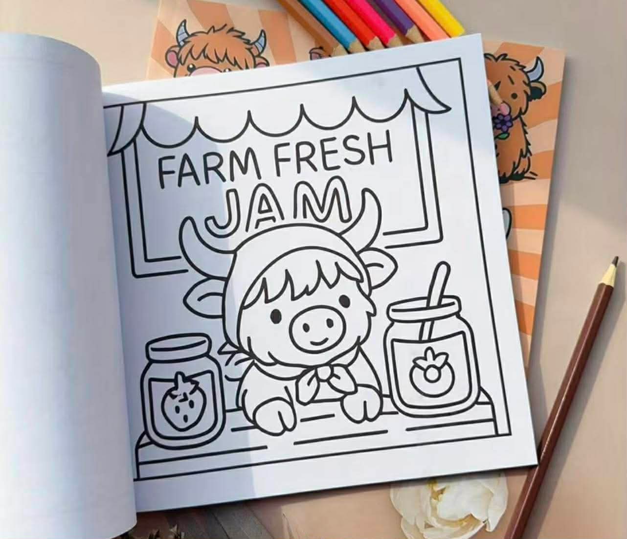 1 Super Cute Highland Cow Coloring Book