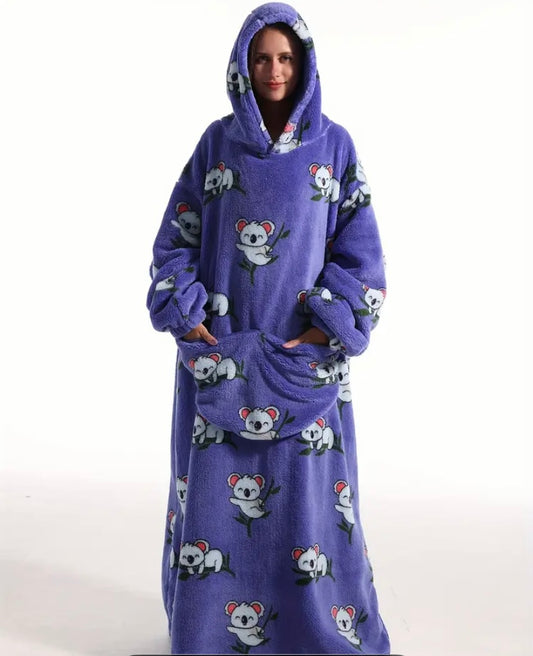 Oversized Wearable Blanket Hoodie Sherpa Fleece Lined Loungewear Long Hoodie