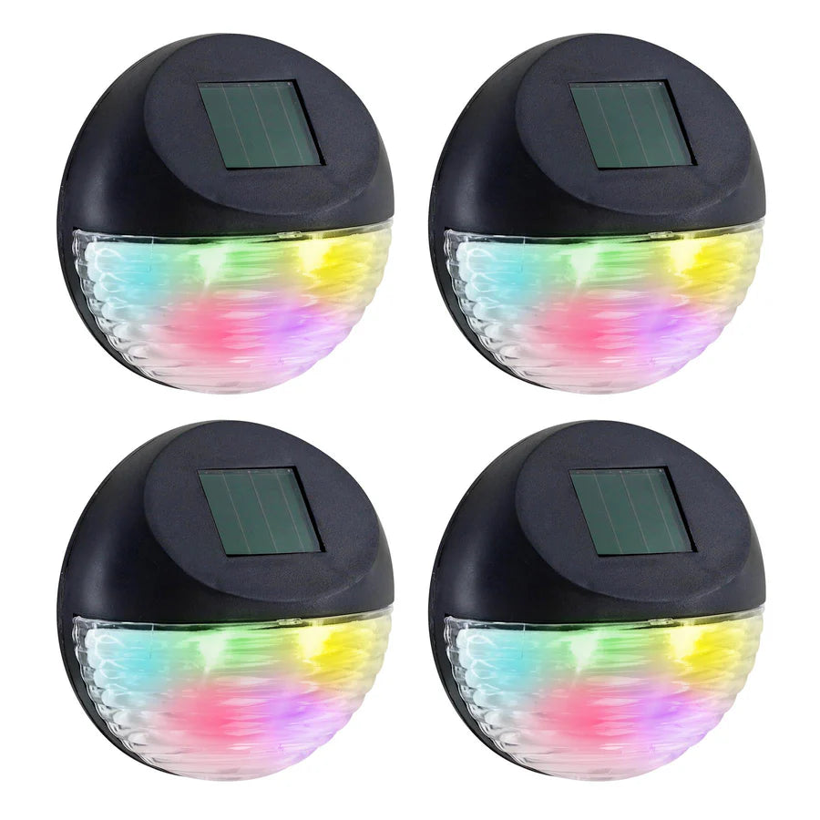 Solar Fence Lights, Set of 4 – RGB LED, Black