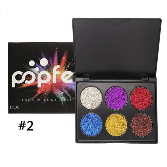 PopFeel 6 Colours Glitter Eyeshadow Palette