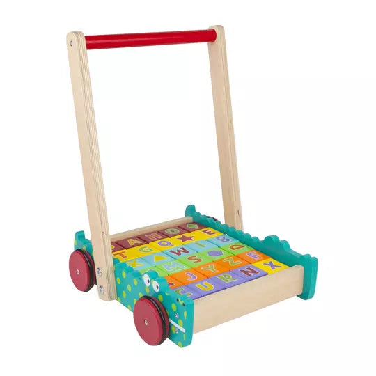 Chad Valley Wooden Crocodile Trolley and Blocks