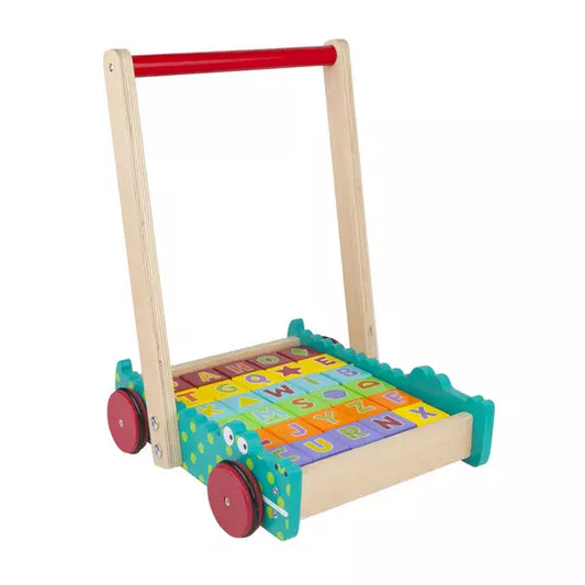 Chad Valley Wooden Crocodile Trolley and Blocks