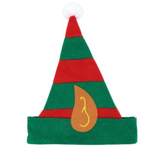 Christmas Striped Green and Red Elf Hat with Pointy Ears pack of 6