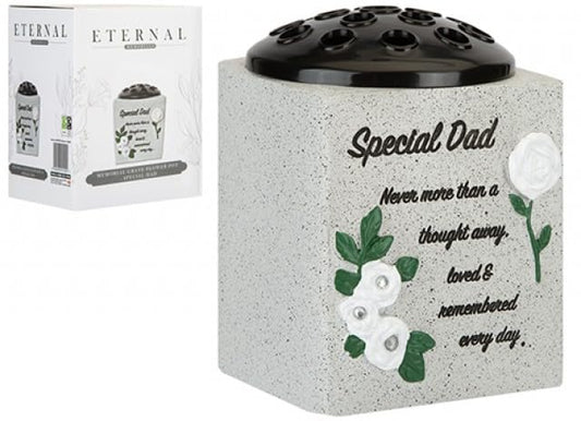Special Dad Grave Memorial Ornament Flower Vase with White Flowers