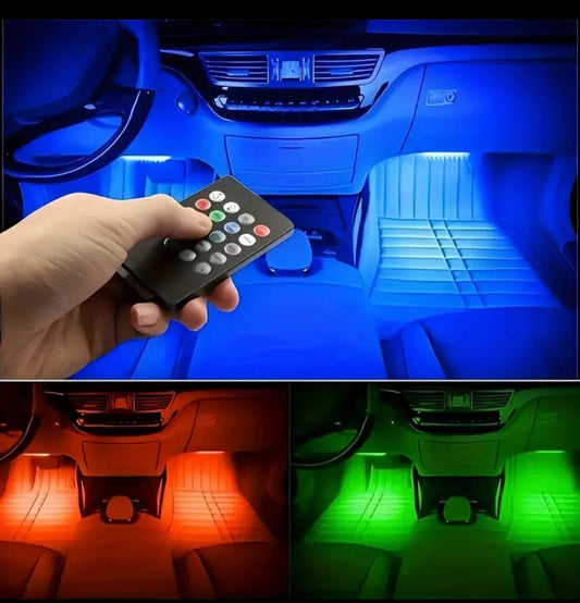 4pcs Car Interior Atmosphere Light Modified Car Colorful Sole Lamp USB Mood Light Decorative LED Music Rhythm Light