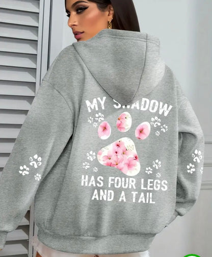 Plus Size - Plus Size Womans Casual Hoodie - "My Shadow Has Four Legs and a Tail”