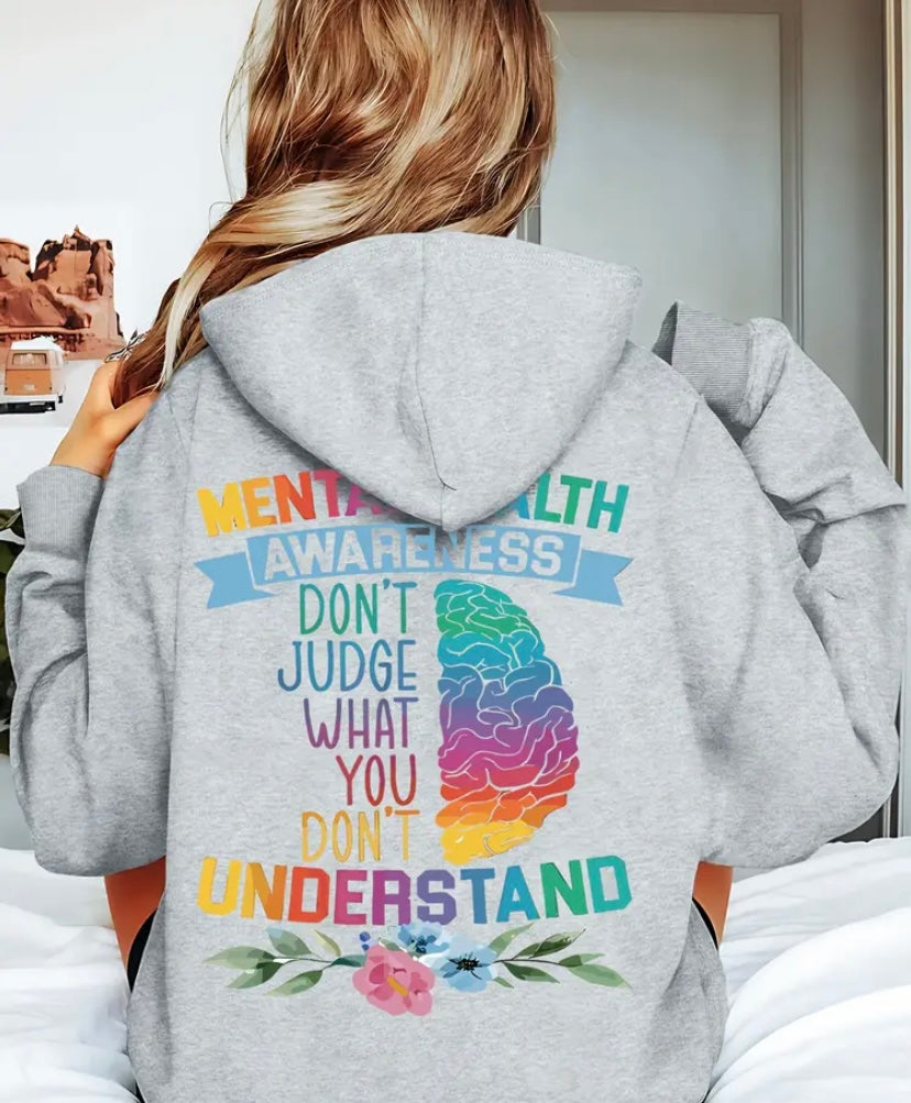 Womens Casual Printed Graphic Hoodie mental health