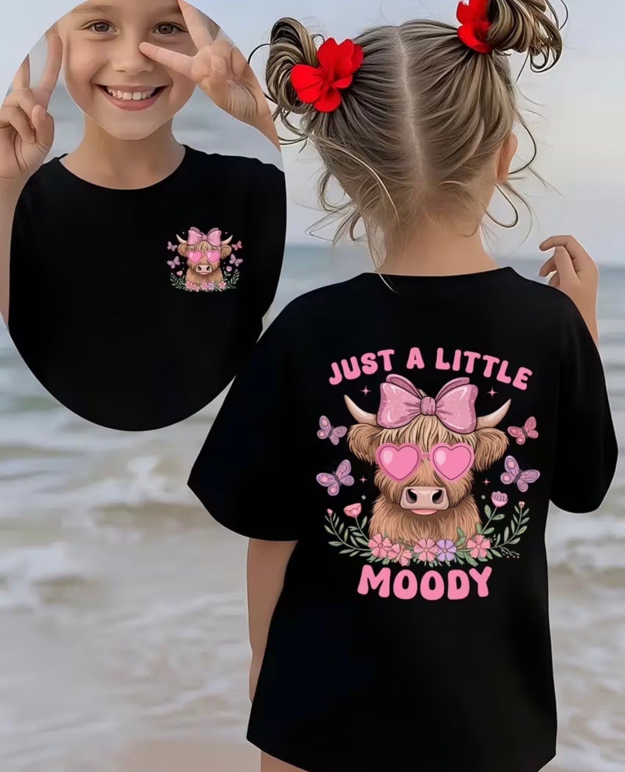 Girls' Short-Sleeve T-Shirt "JUST A LITTLE MOODY"