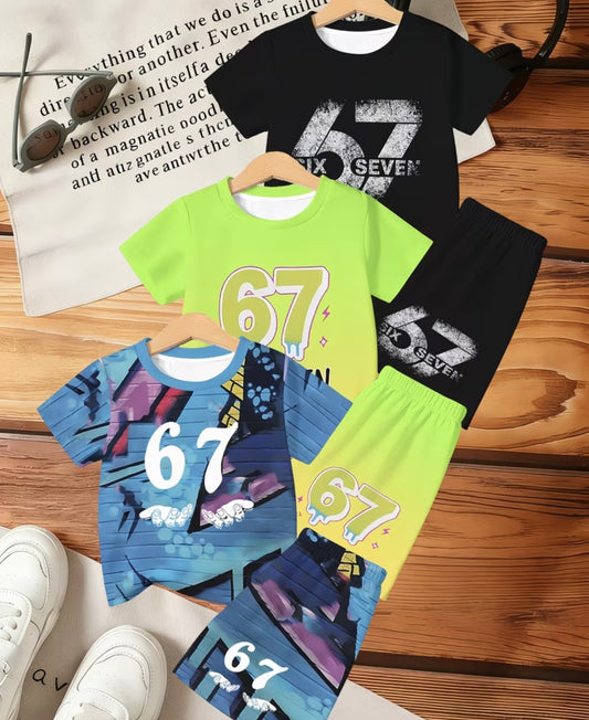 67 6pcs shorts and tshirt set