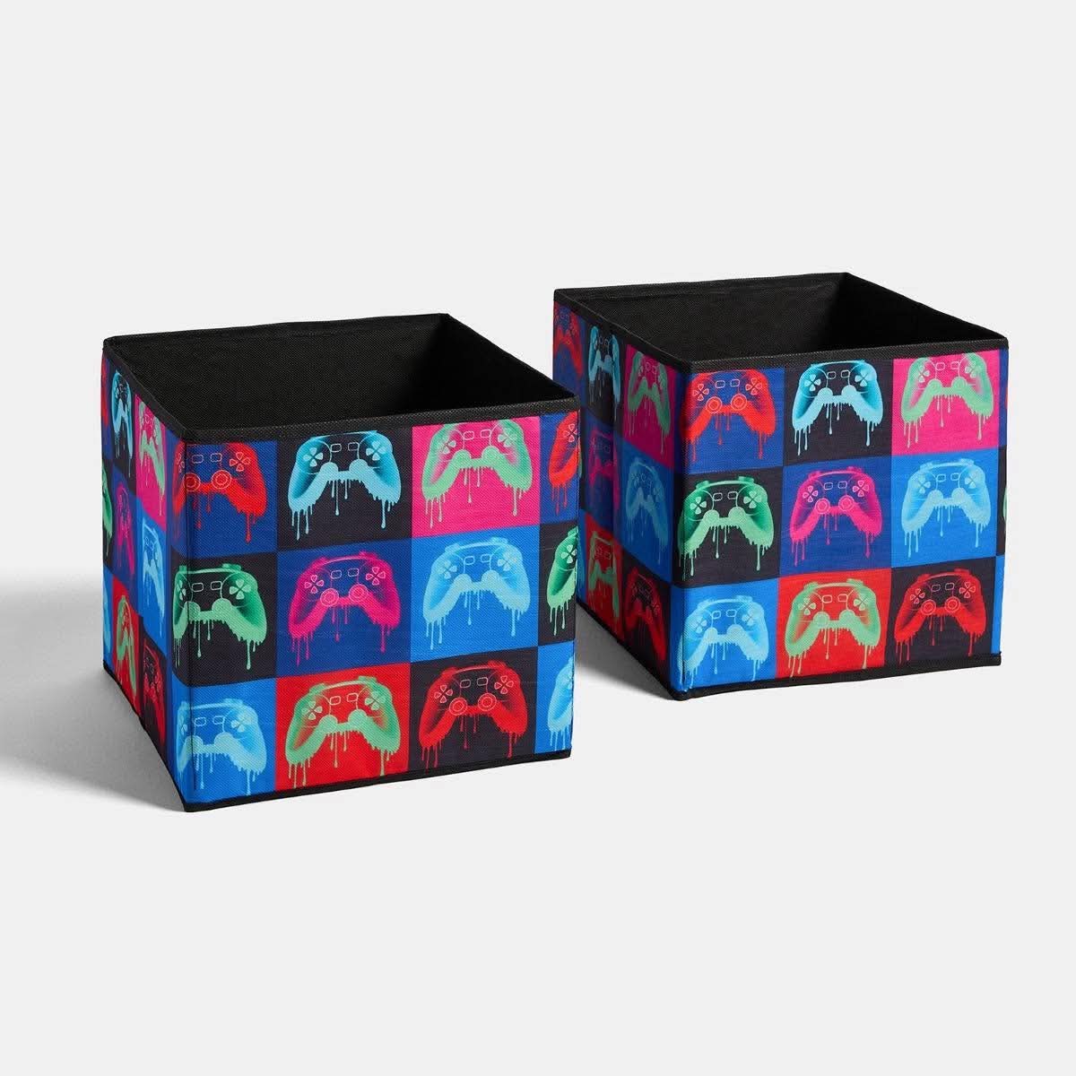 Neon Drip Gaming Print Storage Boxes, Multi - 2 Pack