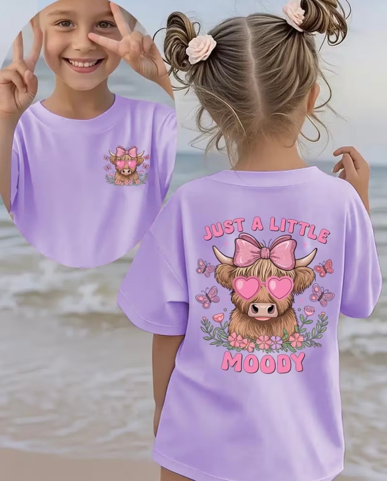 Girls' Short-Sleeve T-Shirt "JUST A LITTLE MOODY"