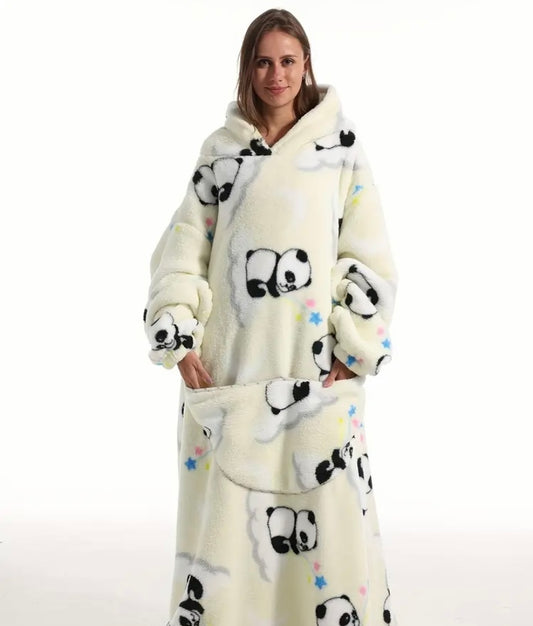 Elegant Plus Size Panda Print Hooded blanket