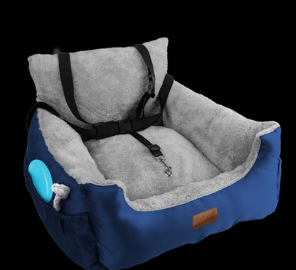 Furdreams Dog Car Seat, Plush & Cosy Pet Car Booster Seat for Small Dogs & Cats with Storage Pocket, Dogs Bed with Safety Leash, Waterproof Liner & Non-Slip Base, Dog Travel Bed