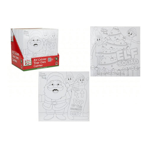 COLOUR YOUR OWN ELF CANVAS 25CM X 25CM
