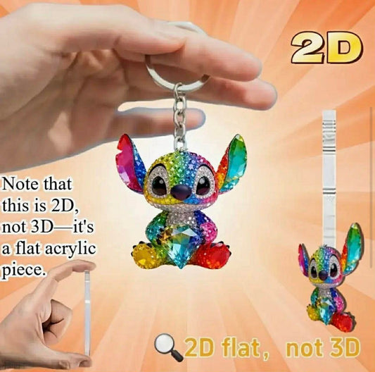 2D Stitch Rainbow Keyring
