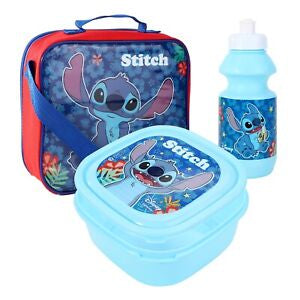 Disney Stitch Lunch Bag Insulated 3 Piece Set Boys Girls Blue Lilo Alien